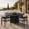 Möbelset für 4 Personen, Garten oder Terrasse, Aluminium, runder Tisch und 4 Stühle, 100% Olefin-Gewebe, Costa Rica