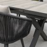 Möbelset für 6 Personen, Garten oder Terrasse, Aluminium, ausziehbarer Tisch mit Steinplatte, Seilgeflecht, Maldives