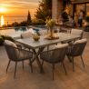 Möbelset für 6 Personen, Garten oder Terrasse, Aluminium, ausziehbarer Tisch mit Steinplatte, Seilgeflecht, Maldives