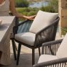 Möbelset für 8 Personen, Garten oder Terrasse, Aluminium, ausziehbarer Tisch mit Steinplatte, Seilgeflecht, Maldives