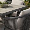 Möbelset für 8 Personen, Garten oder Terrasse, Aluminium, ausziehbarer Tisch mit Steinplatte, Seilgeflecht, Maldives