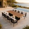 Möbelset für Garten oder Terrasse, Teakholztisch mit 8 Stühlen inklusive Kissen, Aluminium- und Polyrattan-Gestell, Mora