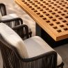 Möbelset für Garten oder Terrasse, Teakholztisch mit 8 Stühlen inklusive Kissen, Aluminium- und Polyrattan-Gestell, Mora