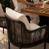 Möbelset für Garten oder Terrasse, Teakholztisch mit 8 Stühlen inklusive Kissen, Aluminium- und Polyrattan-Gestell, Mora
