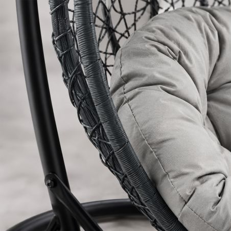 Hängesessel California Grey, Entspannungssessel zum Aufhängen, für Garten oder Wohnzimmer, komfortabel, 3D-Rattan