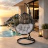 Hängesessel California Grey, Entspannungssessel zum Aufhängen, für Garten oder Wohnzimmer, komfortabel, 3D-Rattan