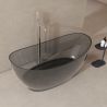 Freistehende Badewanne, Kunstharz, inklusive verchromter Abluftventil, Farbe: Rauchgrau, transparent, 170 x 80 cm, Selora