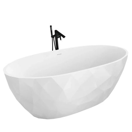 Freistehende Badewanne  Acryl, verchromtem Abfluss und Überlauf, außen glänzend weiß, innen matt weiß, 170 x 80 cm, Valencia