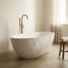 Freistehende Badewanne  Acryl, verchromtem Abfluss und Überlauf, außen glänzend weiß, innen matt weiß, 170 x 80 cm, Valencia
