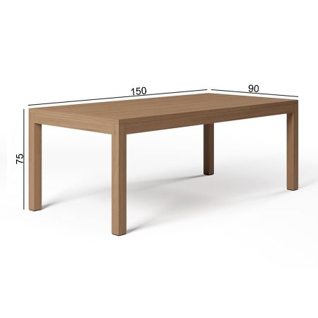 Möbelgarnitur, Tisch 150 cm + 6 Stühle, Teakholz, für Terrasse oder Garten, Seilgeflecht, Kissen inklusive, Gardenia