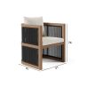 Möbelgarnitur, Tisch 150 cm + 6 Stühle, Teakholz, für Terrasse oder Garten, Seilgeflecht, Kissen inklusive, Gardenia