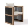 Möbelgarnitur, Tisch 150 cm + 6 Stühle, Teakholz, für Terrasse oder Garten, Seilgeflecht, Kissen inklusive, Gardenia