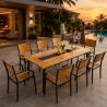 Möbelset für Garten oder Terrasse – Tisch und 8 stapelbare Stühle aus Aluminium und WPC, Blake