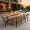 Möbelset für Garten oder Terrasse – Tisch und 8 stapelbare Stühle aus Aluminium und WPC, Blake