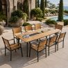 Möbelset für Garten oder Terrasse – Tisch und 8 stapelbare Stühle aus Aluminium und WPC, Blake