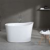Japanische Badewanne, freistehend, Acryl, inklusive verchromter Abflussarmatur, Farbe: Hochglanzweiß, 120 x 80 cm, Nubia