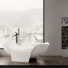 Badewanne, Mineralwerkstoff, freistehend, inklusive weißem Abfluss, Hochglanzweiß, 170 x 82 x 62 cm, Nirvana