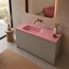 Waschbecken, Mineralwerkstoff, Lachsrosa matt, verdeckter Abfluss, halbversenkte Montage, 100 x 50 cm, Florence