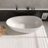 Badewanne, Mineralwerkstoff, freistehend, inklusive weißem Abfluss, Hochglanzweiß, 170 x 78 cm, Aveline