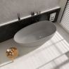 Badewanne, Mineralwerkstoff, freistehend, Zementgrau matt, inklusive Chromarmatur, 170 x 78 cm, Aveline