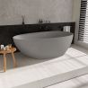 Badewanne, Mineralwerkstoff, freistehend, Zementgrau matt, inklusive Chromarmatur, 170 x 78 cm, Aveline