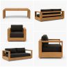 Gartenmöbel-Set für die Terrasse, 2-Sitzer-Sofa, 2 Sessel, Couchtisch, Aluminium, Edenia