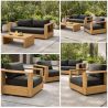 Gartenmöbel-Set für die Terrasse, 2-Sitzer-Sofa, 2 Sessel, Couchtisch, Aluminium, Edenia