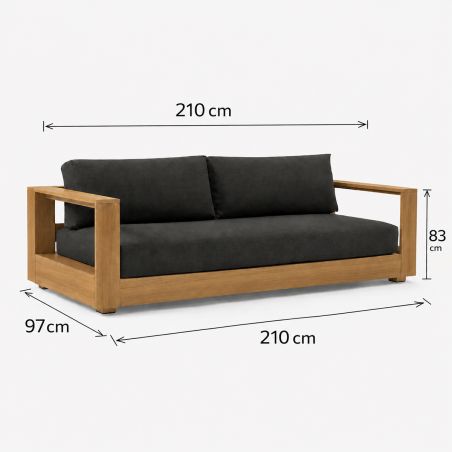 Gartenmöbel-Set für die Terrasse, 2-Sitzer-Sofa, 2 Sessel, Couchtisch, Aluminium, Edenia