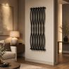 Dekorativer Heizkörper, mattschwarz, 120 x 50 cm, 506 W, 12 Heizelemente, Stahl, für Bad oder Wohnzimmer, Emre