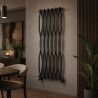 Dekorativer Heizkörper, mattschwarz, 120 x 50 cm, 506 W, 12 Heizelemente, Stahl, für Bad oder Wohnzimmer, Emre