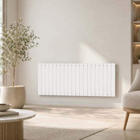 Heizkörper, doppelter Stahlradiator, Weiß, 42 Elemente, 2107 W, 156 x 60 cm, Wohnzimmer oder Zimmer, Alesia