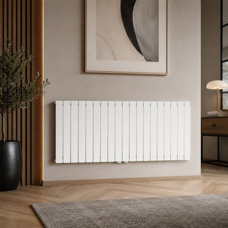 Heizkörper, doppelter Stahlradiator, Weiß, 42 Elemente, 2107 W, 156 x 60 cm, Wohnzimmer oder Zimmer, Alesia
