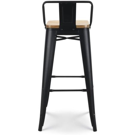 Barhocker, verstärkter Rahmen, Eisen, Sitzfläche aus Ulmenholz, Industriedesign, 43 x 43 x 76 cm, Timo
