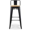 Barhocker, verstärkter Rahmen, Eisen, Sitzfläche aus Ulmenholz, Industriedesign, 43 x 43 x 76 cm, Timo