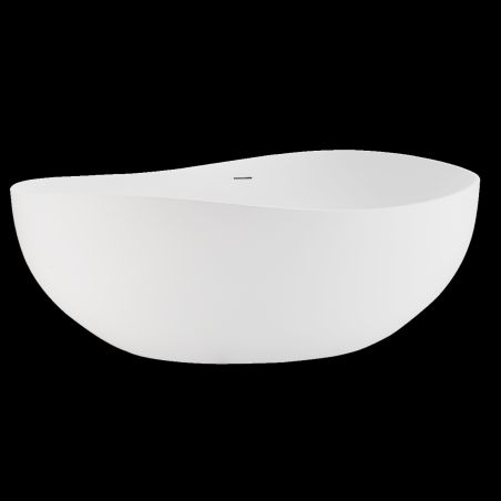 Badewanne, Mineralwerkstoff, freistehend, inklusive weißem Abfluss, Hochglanzweiß, 160 x 80 cm, Sofia