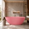 Badewanne, Mineralwerkstoff, freistehend, inklusive Chrom-Lüftungsventil, Lachsrosa matt, 170 x 78 cm, Aveline