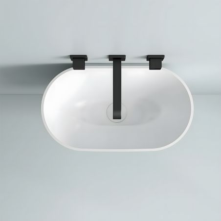Waschbecken, Wandmontage, Hochglanzweiß, 50 x 28 cm, ohne Armaturenloch, Siena