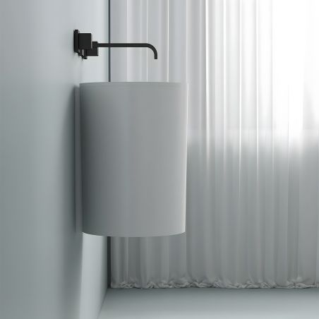 Waschbecken, Wandmontage, Hochglanzweiß, 50 x 28 cm, ohne Armaturenloch, Siena