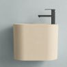 Waschbecken, Wandmontage, Beige Matt, 50 x 28 cm, mit Armaturenloch, Siena