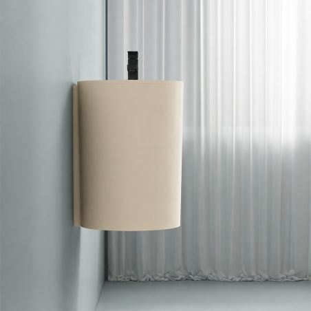 Waschbecken, Wandmontage, Beige Matt, 50 x 28 cm, mit Armaturenloch, Siena