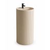 Standwaschbecken, Beige Matt mit vertikaler Riffelung, 45 x 45 x 85 cm, mit Armaturenloch, Sanitärkeramik, Firenze