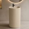 Standwaschbecken, Beige Matt mit vertikaler Riffelung, 45 x 45 x 85 cm, mit Armaturenloch, Sanitärkeramik, Firenze