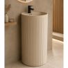 Standwaschbecken, Beige Matt mit vertikaler Riffelung, 45 x 45 x 85 cm, mit Armaturenloch, Sanitärkeramik, Firenze