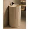 Standwaschbecken, Beige Matt mit vertikaler Riffelung, 45 x 45 x 86 cm, mit Armaturenloch, Sanitärkeramik, Firenze