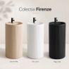 Standwaschbecken, Beige Matt mit vertikaler Riffelung, 45 x 45 x 85 cm, mit Armaturenloch, Sanitärkeramik, Firenze