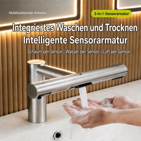 Waschtischarmatur, Kaltwasser, Seifenspender, Sensor, Händetrockner, Kauf, Waschtischmontage, Stromanschluss, Velis