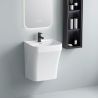 Waschbecken, Weiß glänzend, 42 x 38 x 50 cm, wandhängende Montage, Sanitärkeramik, mit Armaturenloch, Creta