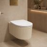 Toilettenschüssel, Wandmontage, Beige Matt mit vertikaler Riffelung, Tornado-Spülsystem, 49 x 36 cm, Sanitärkeramik, Firenze