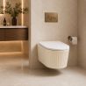 Toilettenschüssel, Wandmontage, Beige Matt mit vertikaler Riffelung, Tornado-Spülsystem, 49 x 36 cm, Sanitärkeramik, Firenze