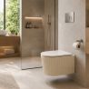 Toilettenschüssel, Wandmontage, Beige Matt mit vertikaler Riffelung, Tornado-Spülsystem, 49 x 36 cm, Sanitärkeramik, Firenze